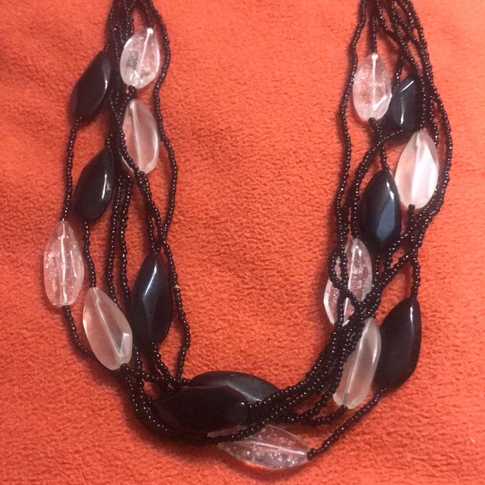 Chicos Black & Clear beaded necklace